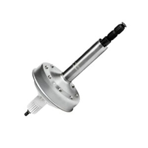 Caixa de Mecanismo Completa Mondial (Eixo Curto). Componente de reposição para tanquinhos ou lavadoras Mondial, contendo o eixo e a estrutura mecânica que movimenta o agitador ou cesto. Peça essencial para o funcionamento dos ciclos de lavagem.