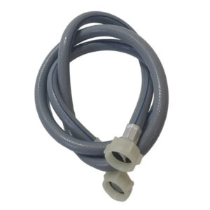 Mangueira de Entrada de Água Fria Original Midea para Lavadora Lava e Seca Midea LSA. Mangueira reforçada de borracha ou PVC com pontas roscáveis e código de peça 12038100000024, responsável por conectar a máquina à torneira. Peça de reposição genuína.