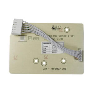 Placa Interface Original Electrolux para Lavadora de Roupas LTD09 (9kg), código 64503063. Placa eletrônica azul e branca com conectores e o circuito impresso responsável pelo painel de controle e botões da máquina de lavar. Peça de reposição genuína.
